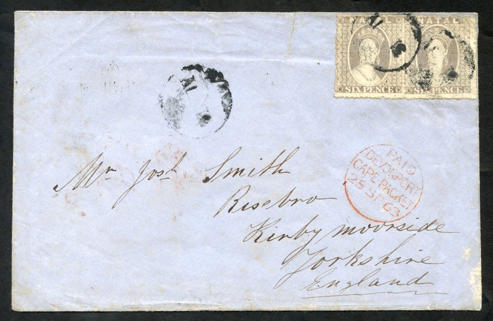 1863 Cover To Kirby Moorside, Yorkshire, With A Pair Of 6d Grey, Rough Perf, Cancelled Circular 31 IV. A 'Paid/Devonport - Altri & Non Classificati