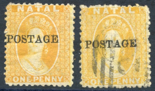 1876 1d Yellow, M Large Part O.g But With Small Hinge Remainder, Plus A Used Example, SG.82. - Other & Unclassified