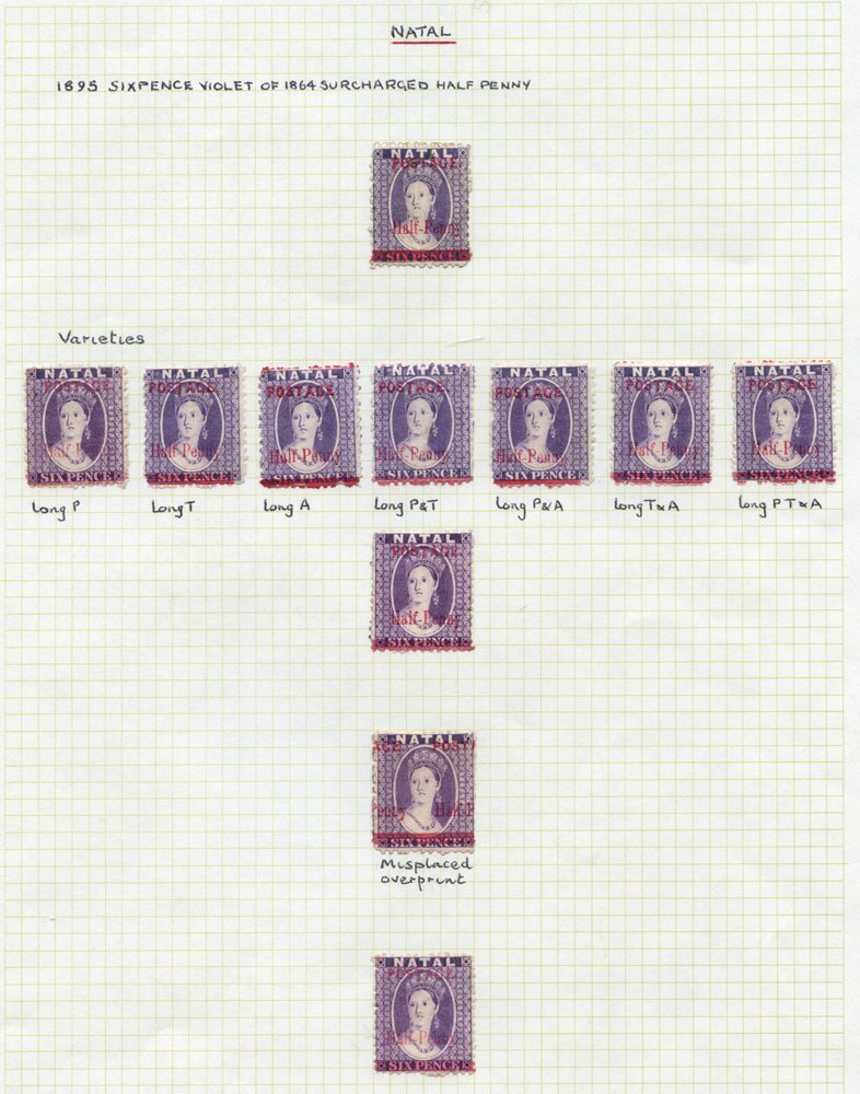 1895 Halfpenny On 6d Violet (a Study) SG.114, Mounted On Two Pages Showing A Number Of The Listed Varieties. All Barring - Other & Unclassified