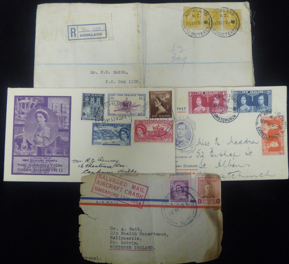 Cover Accumulation With Many FDC's Of The 1930's-50's. Of Note Is A Front That Has The 'Salvaged Mail/Aircraft Crash/Sin - Other & Unclassified