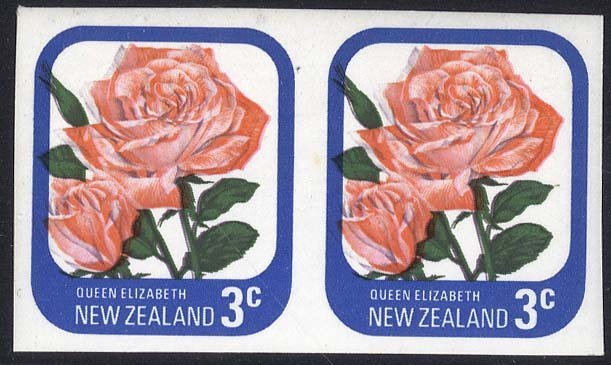 1975 3c Queen Elizabeth Rose IMPERFORATE Horizontal Pair, UM, Unlisted In SG But C.P No PA3a (z), Cat. $750. (SG.1088 Va - Altri & Non Classificati