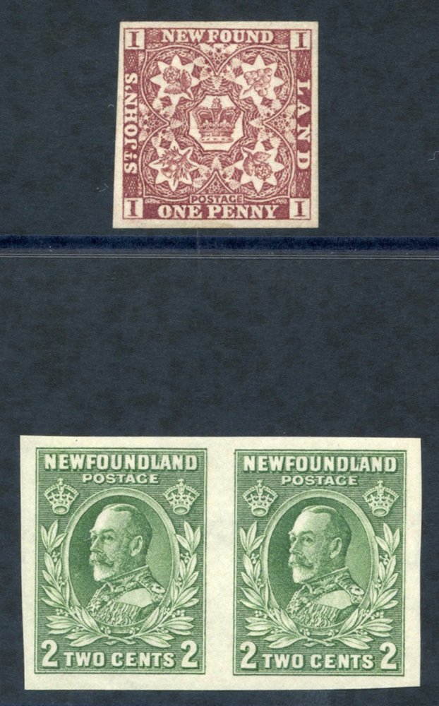 1857 1d Brown Purple, Fine Four Margins, Re-gummed, SG.1, 1932 2c Green Imperf Pair UM, SG.223a. (2) Cat. £200 - Sonstige & Ohne Zuordnung