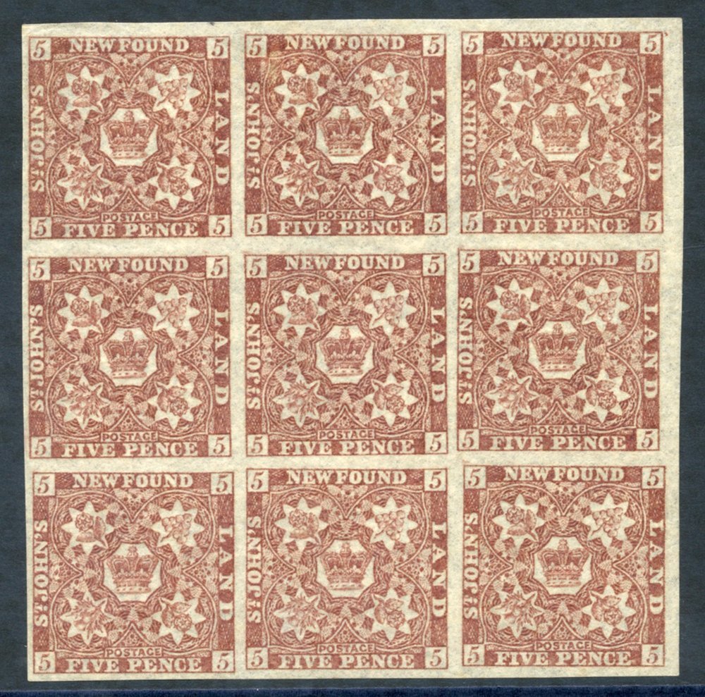 1862-64 5d Red Brown, Fresh M Block Of Nine (7x UM) With Good To Large Margins All Round, Fine & Most Attractive Multipl - Other & Unclassified