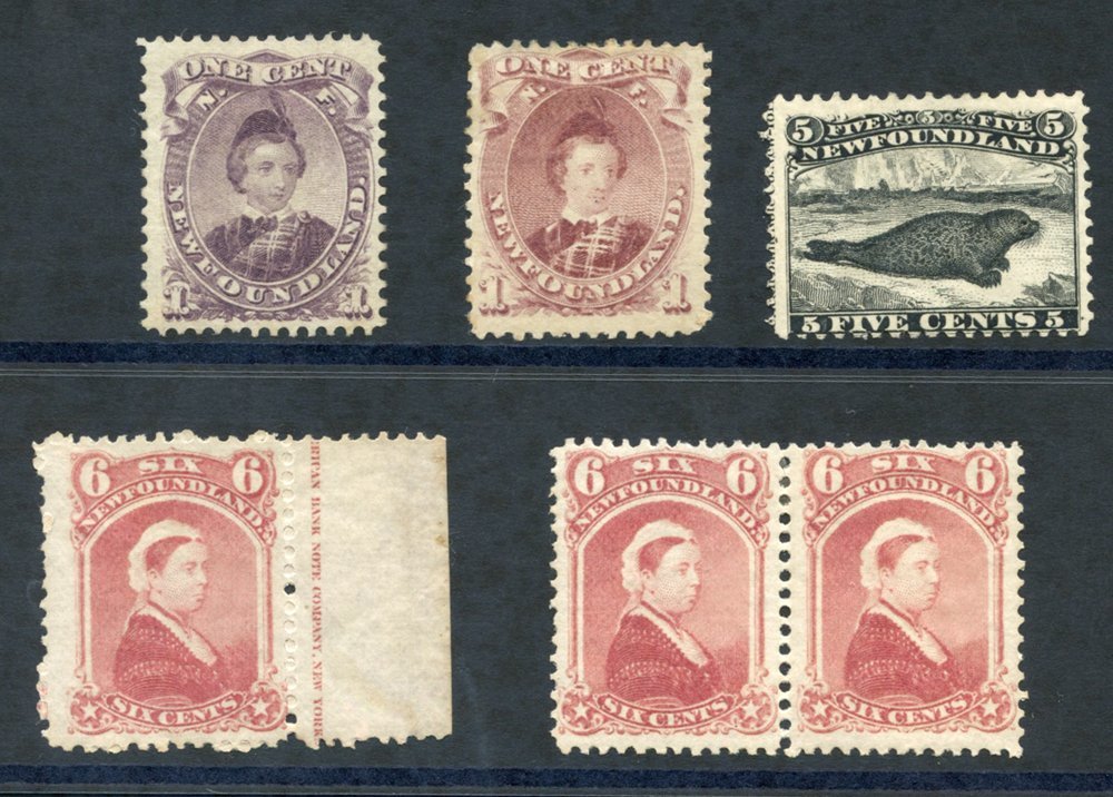 1868 10c Dull Purple , Fine M, SG.34, 1c Brown Purple M, SG.35, 5c Black, Part O.g (creases), SG.38 & 6c Rose Marginal S - Other & Unclassified