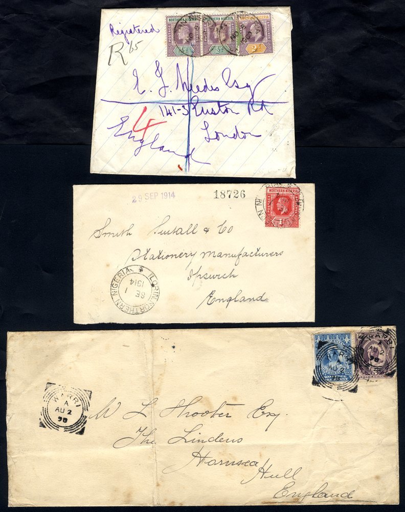 NORTHERN AND SOUTHERN NIGERIA AND NIGER COAST Covers (5) & Cards (4) Incl. 1898 Niger Coast 2d & 5d On Cover With Warri  - Other & Unclassified