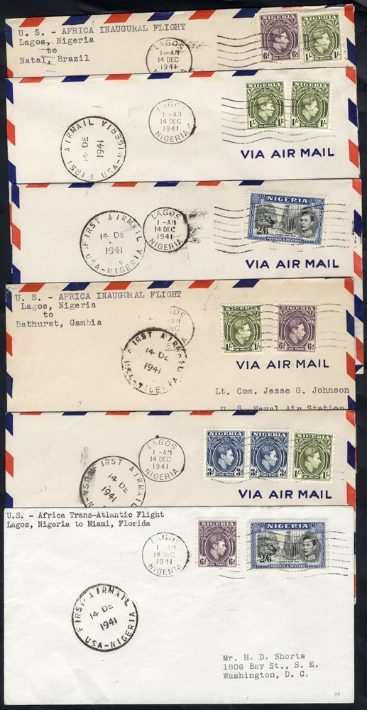 1941 PAA FAM 22 Flight To Accra, Nigerian Acceptance Covers For Return Stages Incl. Bathhurst, Gambia, Belem & Natal, Br - Altri & Non Classificati