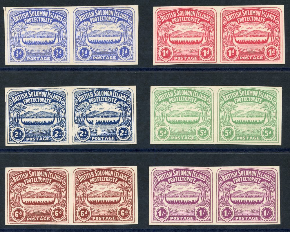 1907 Imperforate Plate Proofs In Issued Colours Set (excl. 2½d), Each Horizontal Pair, 2d Has Faults. (12) - Autres & Non Classés