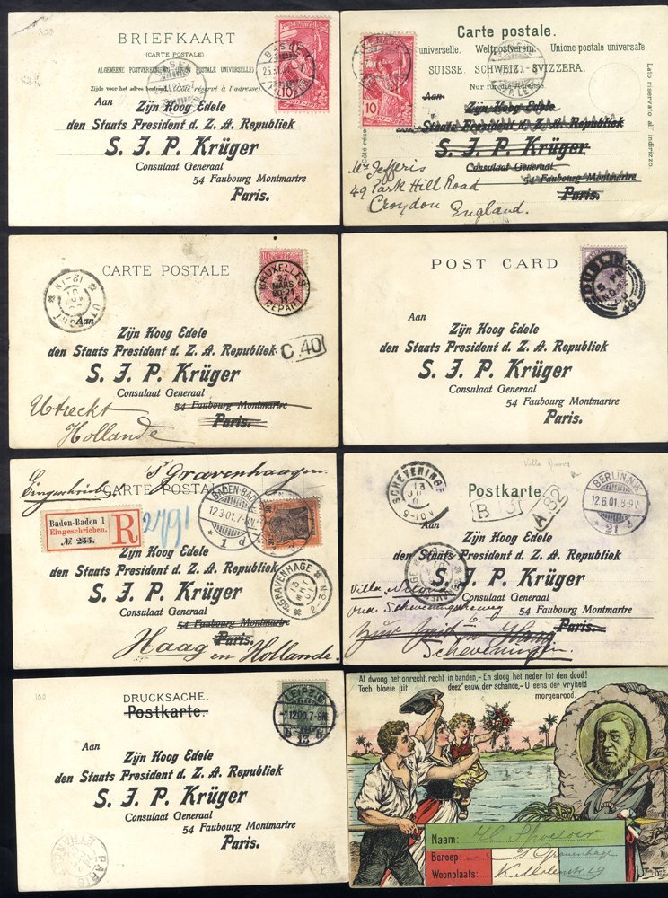 BOER WAR 1900-01 8 Kruger Propaganda 'sympathy' Cards, 3 From Germany, 2 From Switzerland And 1 Each From Holland, Belgi - Other & Unclassified