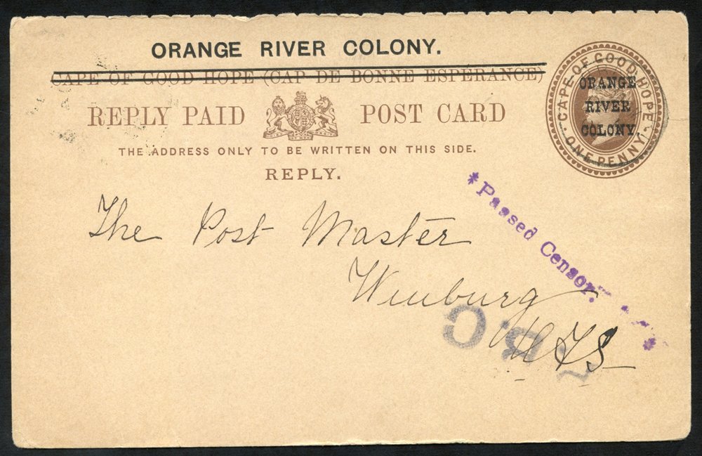 BOER WAR 1902 Censored Reply Part Of A Reply Paid Card, Cancelled Brandfort FE.11.02, Writers Address Etc. Mrs A. Prinsl - Altri & Non Classificati