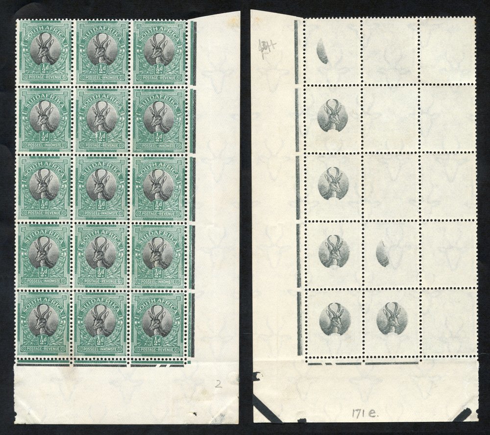 1926-27 ½d Black & Green, Block Of Fifteen From The Lower Right Corner Of The Sheet, Showing Five Complete & Two Partial - Altri & Non Classificati