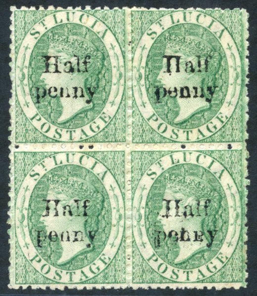1863 CC Perf 12½, Prepared For Use But Not Issued 'Half/penny' On 6d Emerald Green, A Block Of Four With Large Part O.g, - Altri & Non Classificati