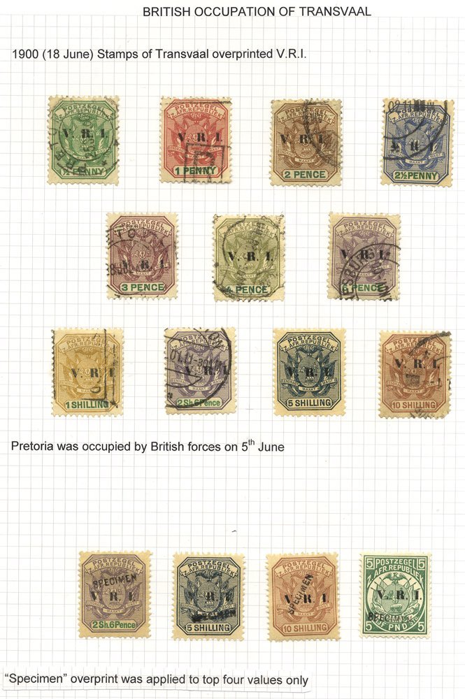 Small Collection Written Up On Five Pages With V.R.I Overprints To The 10s And A SPECIMEN Hand Stamped Set Of Four, 2/6d - Altri & Non Classificati