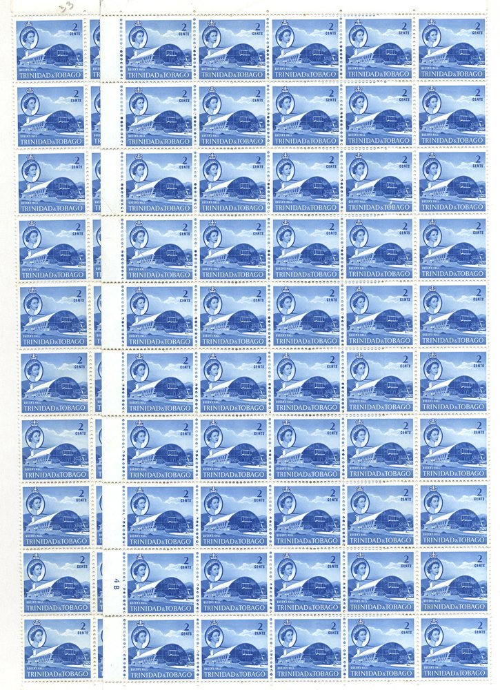 1960 2c Bright Blue 'Queens Hall' Wmk Inverted UM, Full Sheet Of 100 (central Split - Now 2 X ½ Sheets Of 50), Six Stamp - Other & Unclassified