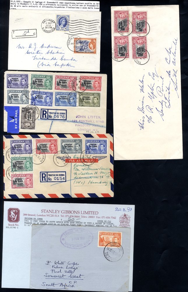 1948-54 Covers Selection (6) Incl. 1951 To South Africa With Good Strike Of Type X Cachet In Violet, Franked St. Helena  - Other & Unclassified