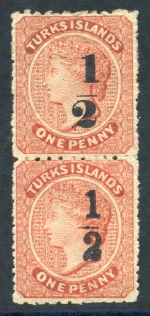 1881 (Jan) Setting 10, ½ On 1d Dull Red Vertical Pair Showing Types 9 Over 10, Fine M With Large Part Original Gum. SG.1 - Altri & Non Classificati