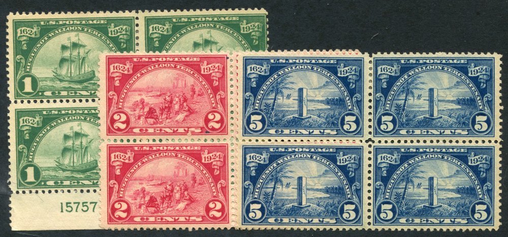 1924 Huguenot Set In Fine M Blocks Of Four (2x UM In Each Block), SG.618/20, Cat. £120+ - Altri & Non Classificati