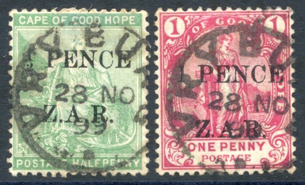 1899 ½d & 1d Surcharged Stamps, Vryburg 28.NO.99 Cancels. (2) - Sonstige & Ohne Zuordnung
