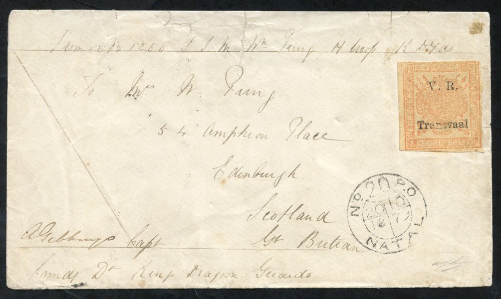 ZULU WAR 1879 Soldiers Letter Rate Cover To Edinburgh Endorsed 'From No. 1260 S S M Wm Pring. H Troop K.D Guards' (King' - Autres & Non Classés