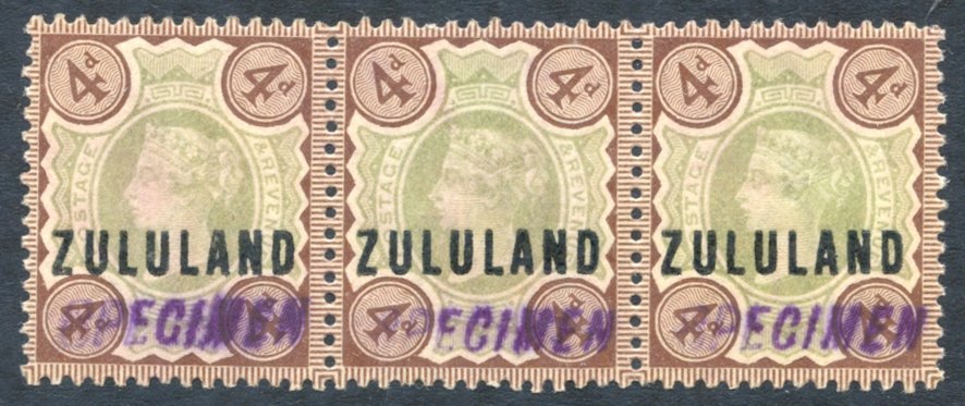 1888 4d Strip Of Three Hand Stamped 'SPECIMEN' In Violet. No Gum And The Green Faded Most Probably When Washed Off An Ar - Sonstige & Ohne Zuordnung