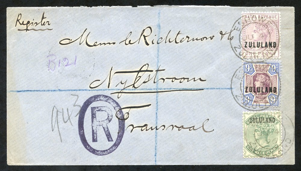 1896 Registered Cover To Nylstroom With A 1d, 9d & ½d Cancelled ESHOWE JU.4.96. - Autres & Non Classés