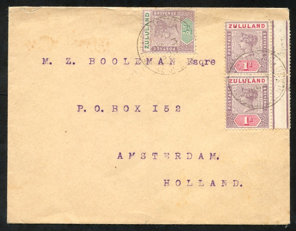 1899 Cover To Holland With ½d & 1d (pair), Cancelled Eshowe MY.3.99. Durban & Amsterdam Back Stamps. Late Usage Of These - Autres & Non Classés