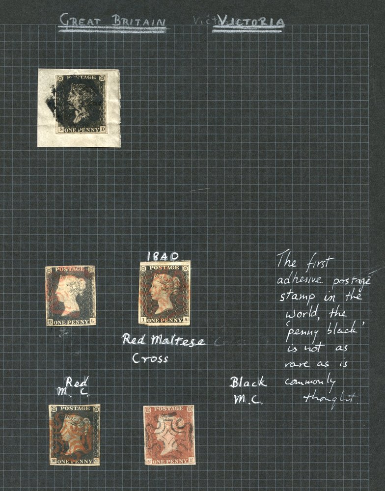 1840-1953 Collection In A Nubian Black Page Album, Highlights Incl. 1840 1d Black (4), 1929 £1 PUC FU, 1935 Jubilee 2s & - Other & Unclassified