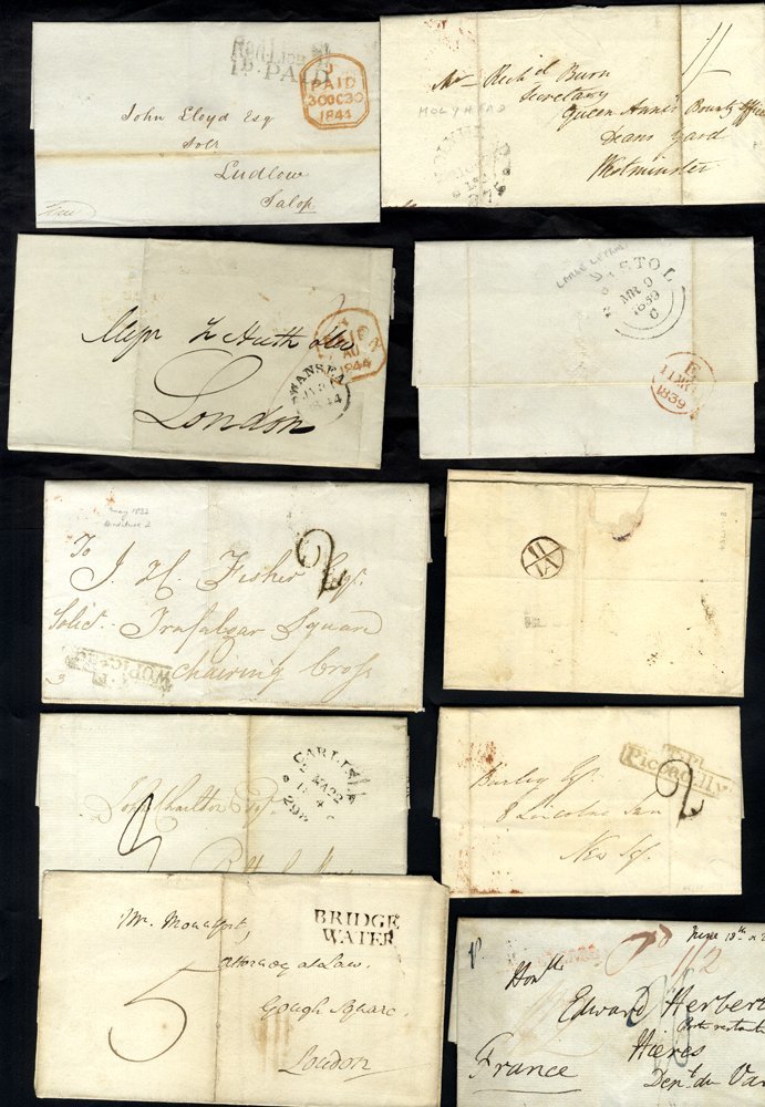 1794-1880 Range Of Covers With A Variety Of Marks Incl. 1794 BRIDGE/WATER, 1754 Brecon To London Addressed To 'The Rolls - Autres & Non Classés