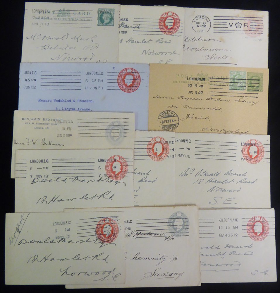 1897-1913 Selection Of 20 Items Showing Various London Machines - Bickerdike, Columbia, Krag Incl. 1d Pink Envelope With - Other & Unclassified