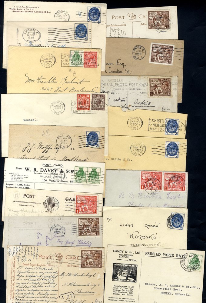 1924-29 COVERS & CARDS Franked With British Empire Exhibition (30) Incl. A Couple Of Mint Stationery Cards & PUC Issues  - Autres & Non Classés