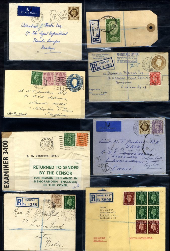 KGVI SELECTION Of 58 Covers/items Incl. 3 Parcel Tags Bearing 2/6d Vals, Admiralty 1938 Date Stamp, Various Vals & Rates - Autres & Non Classés