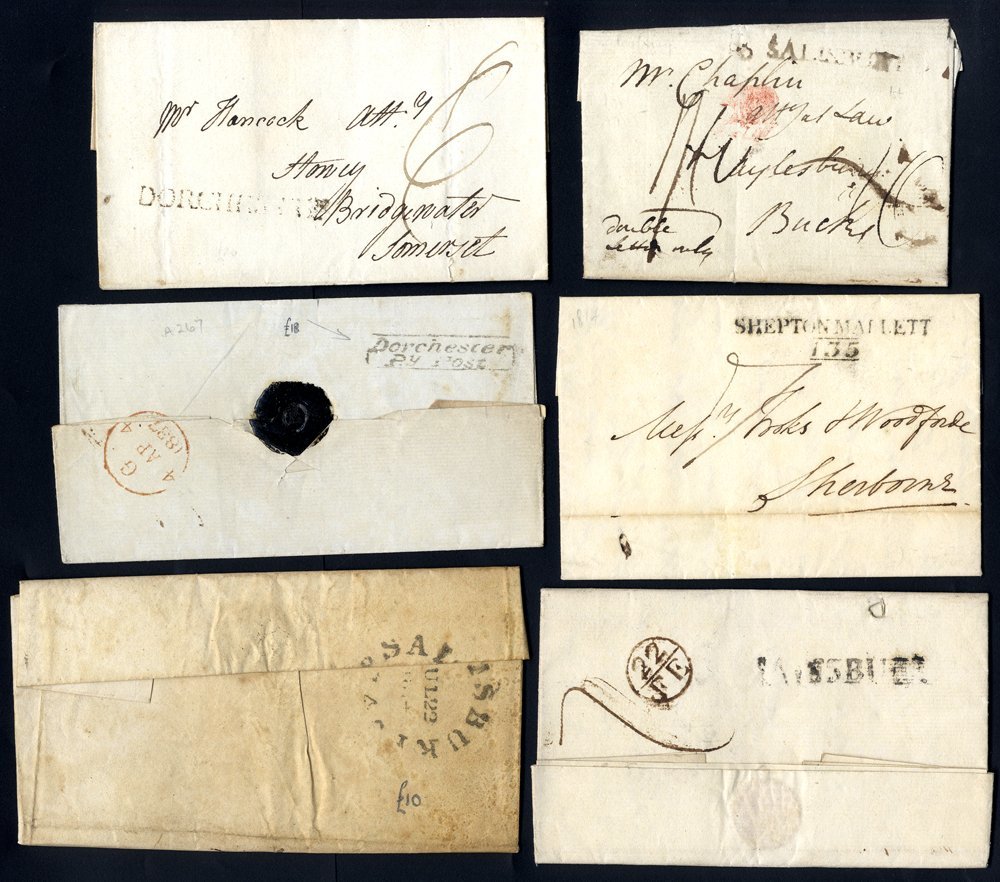 DORSET & WILTSHIRE C1782-1920 Covers Incl. Dorchester Penny Post (2), Shaftesbury Udc, Christchurch Correspondence; Sali - Autres & Non Classés