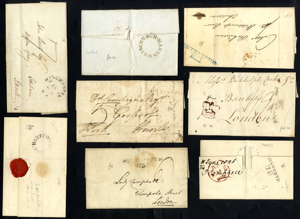 HAMPSHIRE C1820-1920 Covers Incl. S/line Mileages Of Andover, Basingstoke, Emsworth. Portsmouth, Southampton (incl. Blue - Sonstige & Ohne Zuordnung