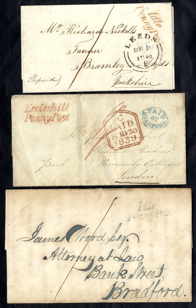 YORKSHIRE (IDLE, ECCLESHILL Etc) Collection Of 69 Covers Or PPC's Incl. 1839-50 Idle/Penny Post Hand Stamps (8) In Red O - Altri & Non Classificati