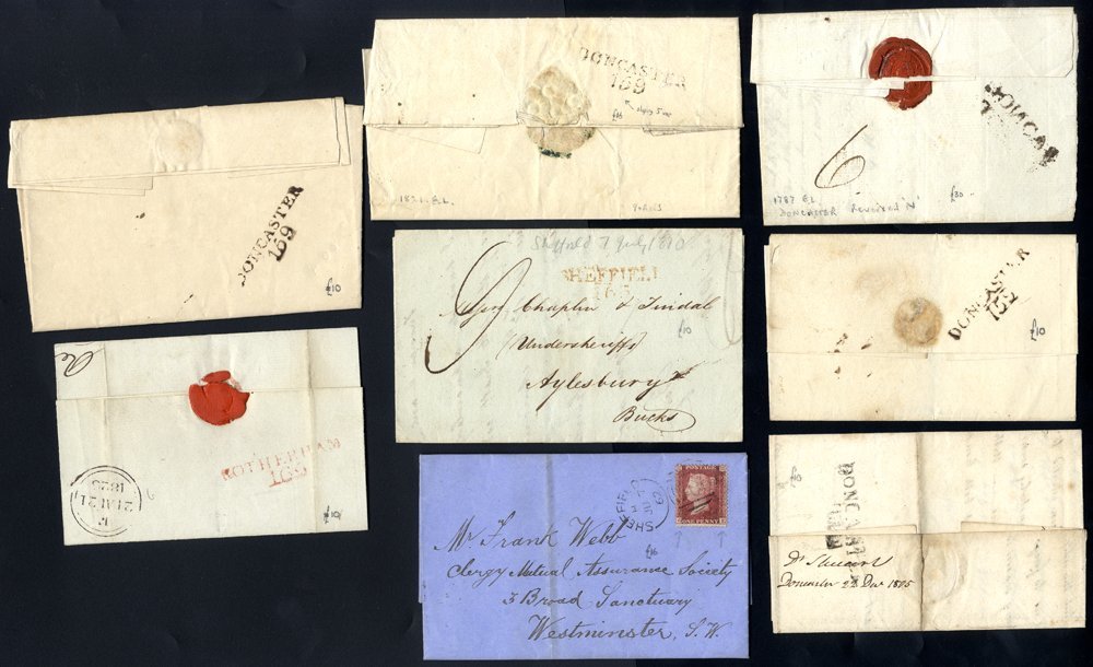 YORKSHIRE (SOUTH) C1787-1876 Incl. Sheffield Mileage, Range Of 1d Red Covers Incl. Maltese Cross & Numeral Cancels, Boxe - Other & Unclassified