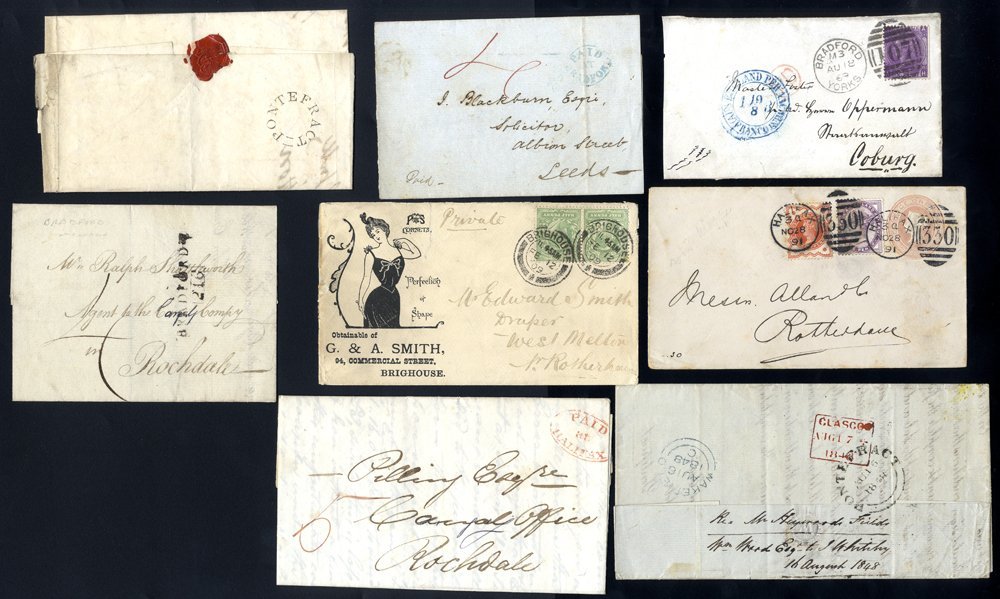 YORKSHIRE (WEST RIDING) Mainly 19thC Incl. Bradford Oval PAID In Blue & Red, Boxed UPP 1d (2), 1869 6d Cover To Coburg & - Sonstige & Ohne Zuordnung