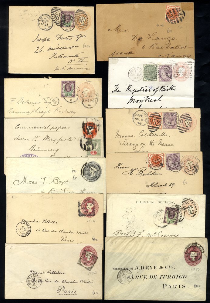 QV Jubilee Frankings: Covers To Overseas Destinations Incl. ½d, 2½d & 5d Rates, Uprated ½d & 1d Stationery Envelopes, 2½ - Other & Unclassified