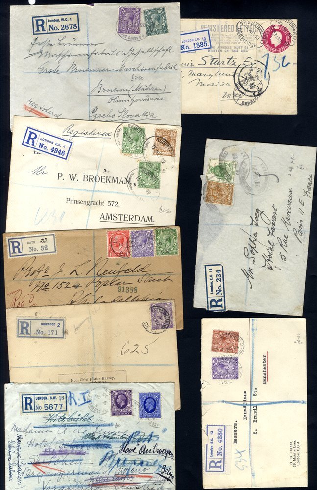 KGV Range Of Covers To Foreign Destinations Incl. Stationery Envelopes (8), Wide Variety Of Commercial Frankings, Telegr - Altri & Non Classificati