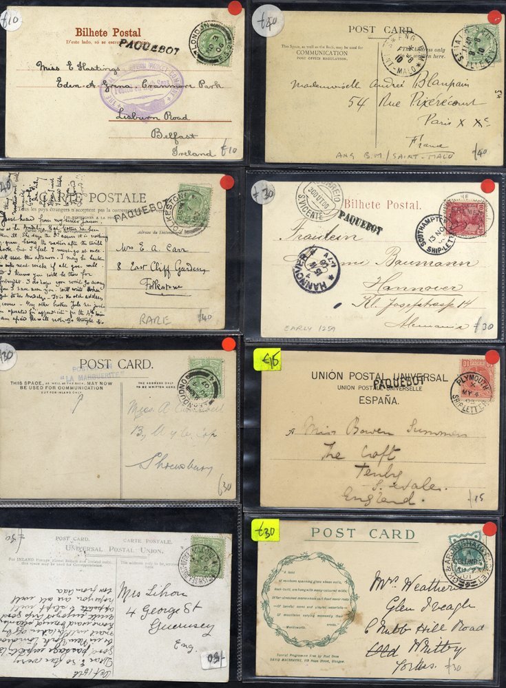 1901-10 Postcards (8) With Various Maritime Postmarks Incl. 'British Sea Post Office/Southampton' C.d.s, 'Posted On/La M - Altri & Non Classificati
