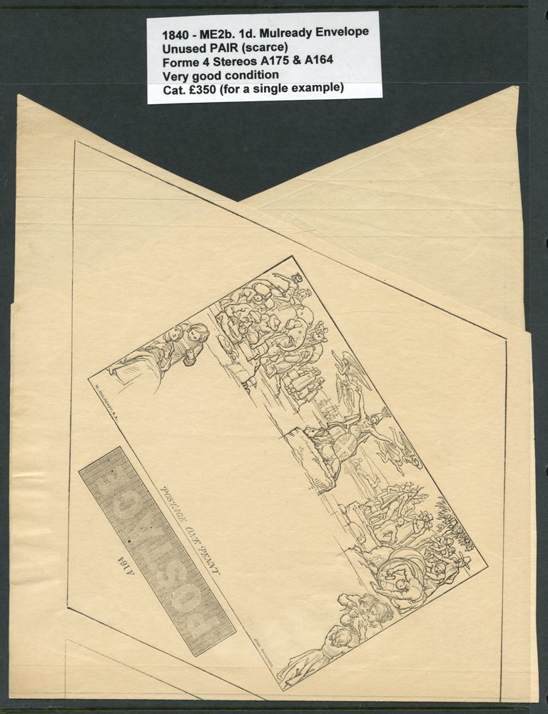 1840 One Penny Envelope Un-cut PAIR From Forme 4, Stereos A164 & A175 Unused, Central Fold (to Fit An Album Page). Fine  - Altri & Non Classificati