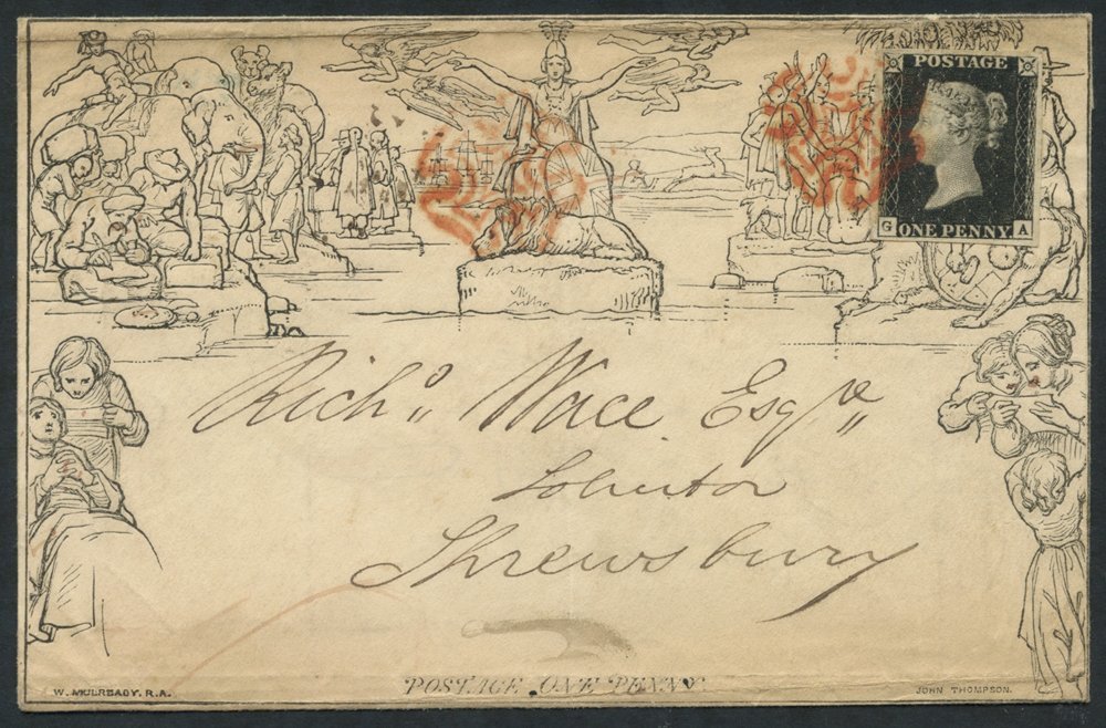 1840 Sept 5th One Penny Envelope 'A161' From London To Shrewsbury, Franked 1d Black Pl.6 GA, Fine Four Margins, Tied By  - Other & Unclassified