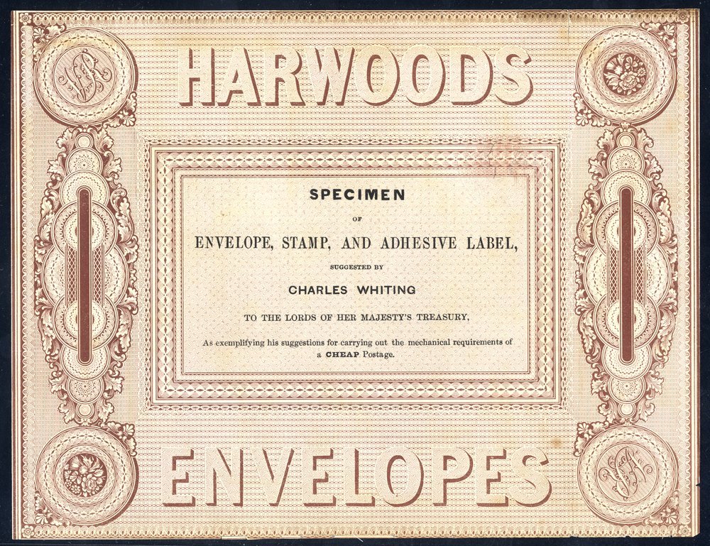 1839 Treasury Competition 'Harwood Envelope' Essay. In Brown, Address Panel With Black Eight-line Imprint 'SPECIMEN OF E - Other & Unclassified