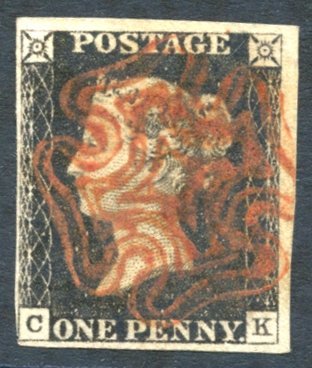 Plate 1a CK, Good To Large Margined Example Cancelled By A Superb Strike Of The Red Double Lined Maltese Cross Associate - Sonstige & Ohne Zuordnung