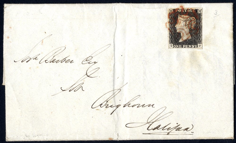 184 Aug 8th Cover From Knaresborough To Halifax Franked Pl.3 TF, Four Good Margins, Tied By Fine Red MC Reverse Knaresbo - Sonstige & Ohne Zuordnung