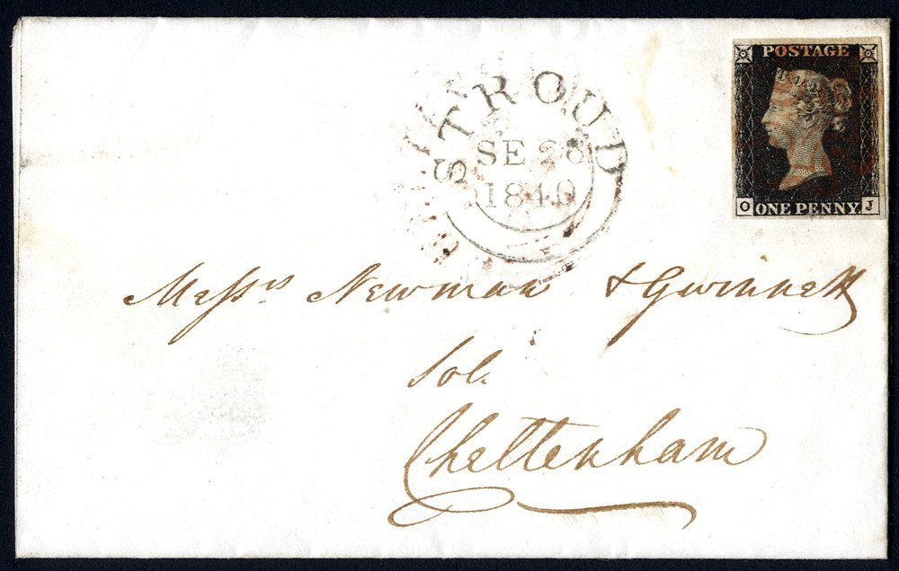 1840 Sept 28th Cover From Stroud To Cheltenham Franked Pl.4 OJ, Four Good Margins, Cancelled By Fine Red MC, Stroud Desp - Altri & Non Classificati