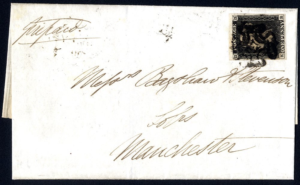1841 July 5th Cover From London To Manchester Franked Pl.6 KB, Good To Huge Margins, Tied By Badly Struck Black MC, Reve - Other & Unclassified