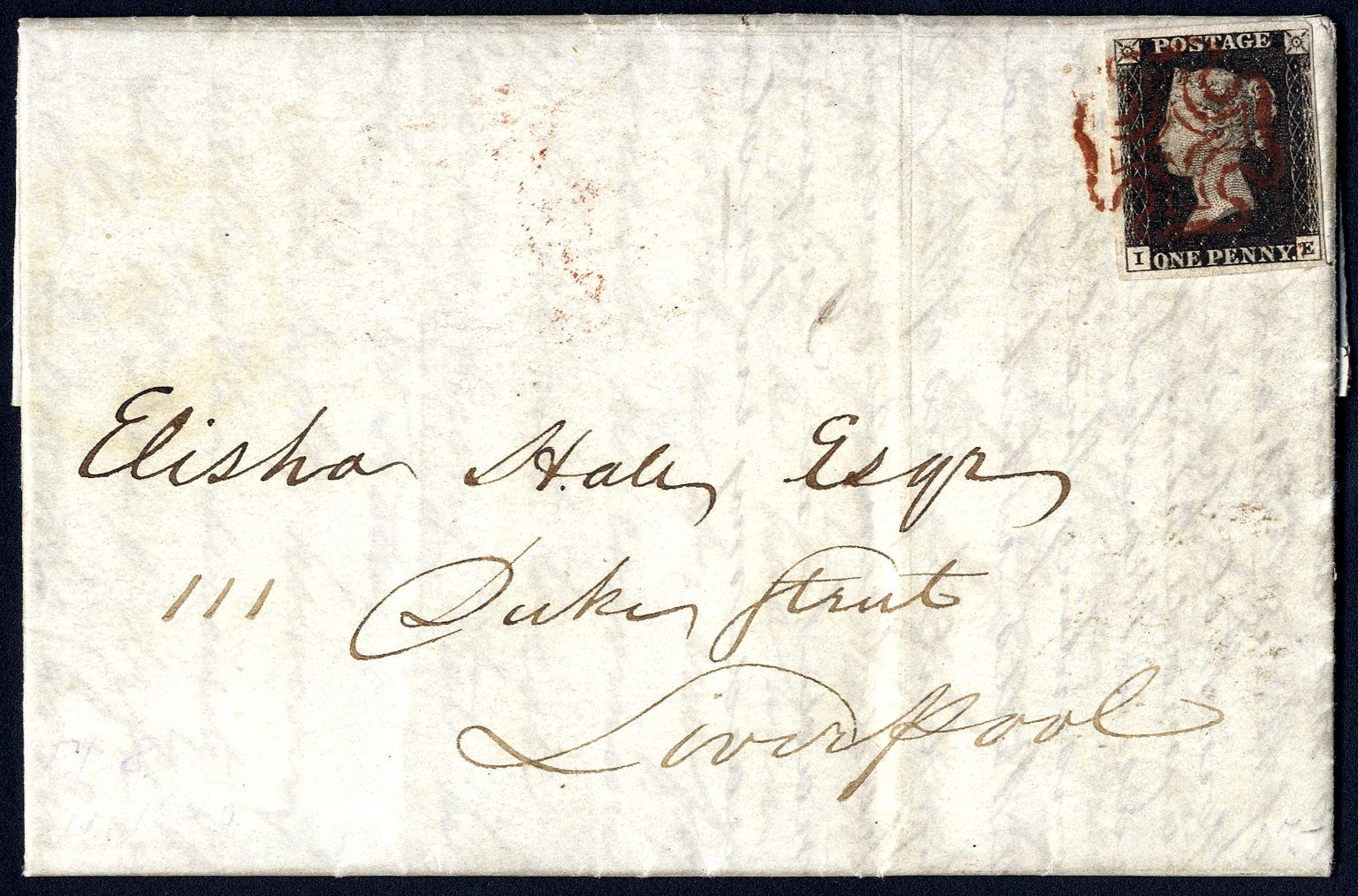 1840 Dec 11th Entire Letter From Manchester To Liverpool Franked Pl.8 IE, Good To Large Margins Tied By Brownish Red MC, - Altri & Non Classificati