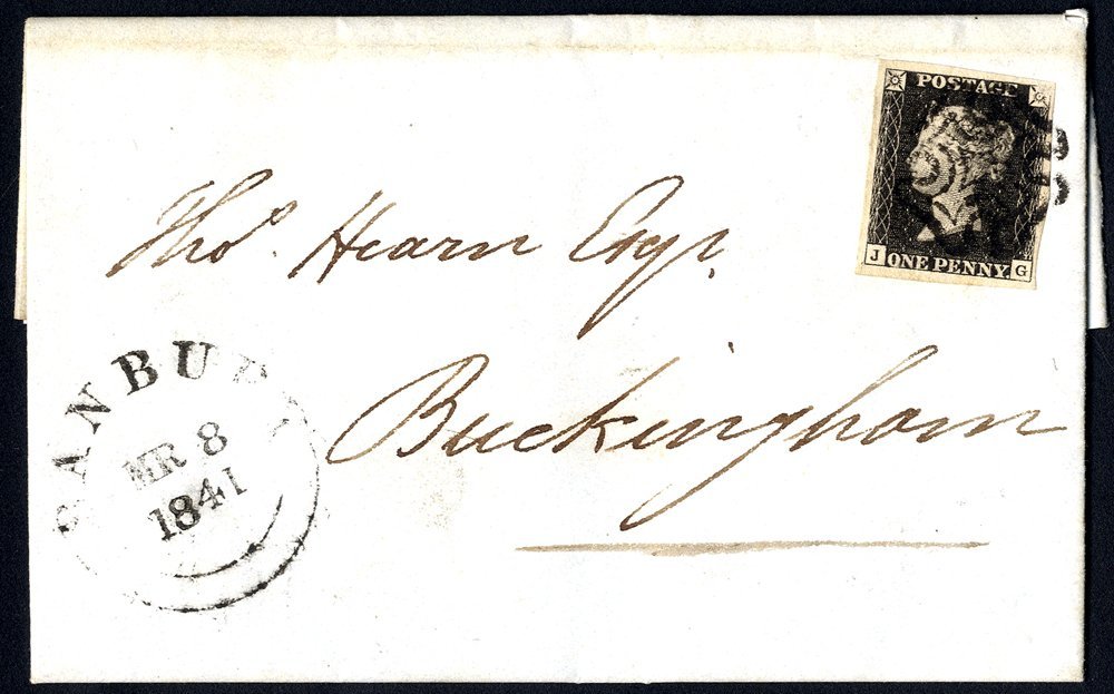 1841 March 8th Entire Letter From Banbury To Buckingham Franked Pl.9 JG, Large Margined Example, Tied By A Neat Black MC - Altri & Non Classificati