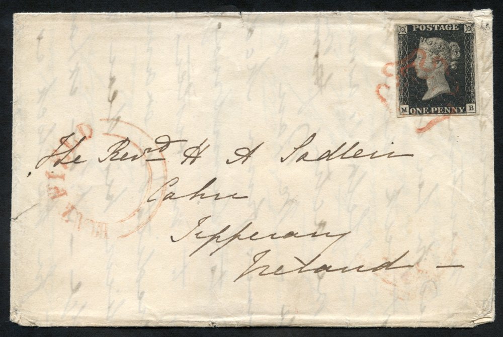 1841 Feb 6th Cover From Hatfield To Tipperary, Ireland Franked Pl.9 MB, Good To Large Margined Example Tied By A Fine Re - Sonstige & Ohne Zuordnung