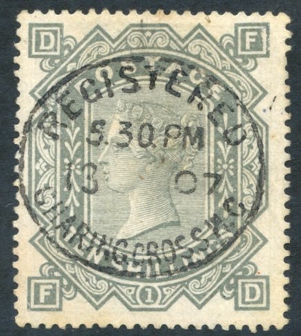 1883 Wmk Anchor 10s Greenish Grey, Fine Looking Example With A Complex Oval Registered Charing Cross D/stamp, Tiny Pinho - Altri & Non Classificati