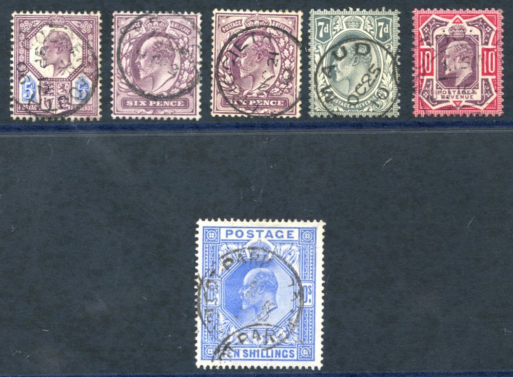 1902 DLR 10s Ultramarine VFU, SG.265, Also DLR 5d, 6d (2), 7d & 10d, All C.d.s. Used. (6) - Sonstige & Ohne Zuordnung